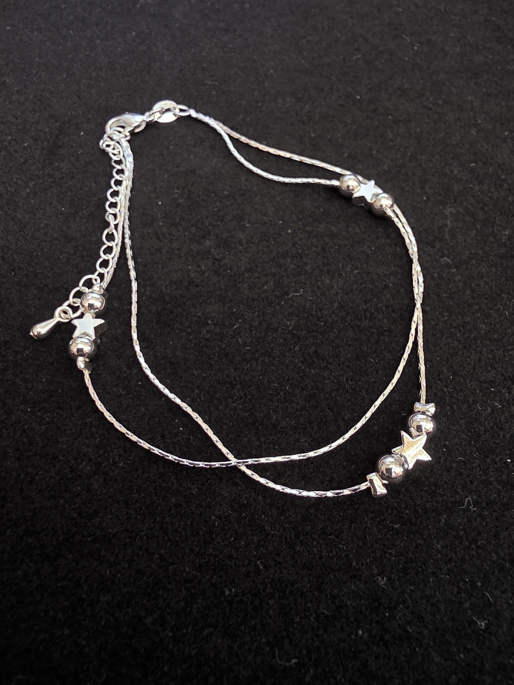 Sterling Silver Star Bead Double Strand Bracelet
